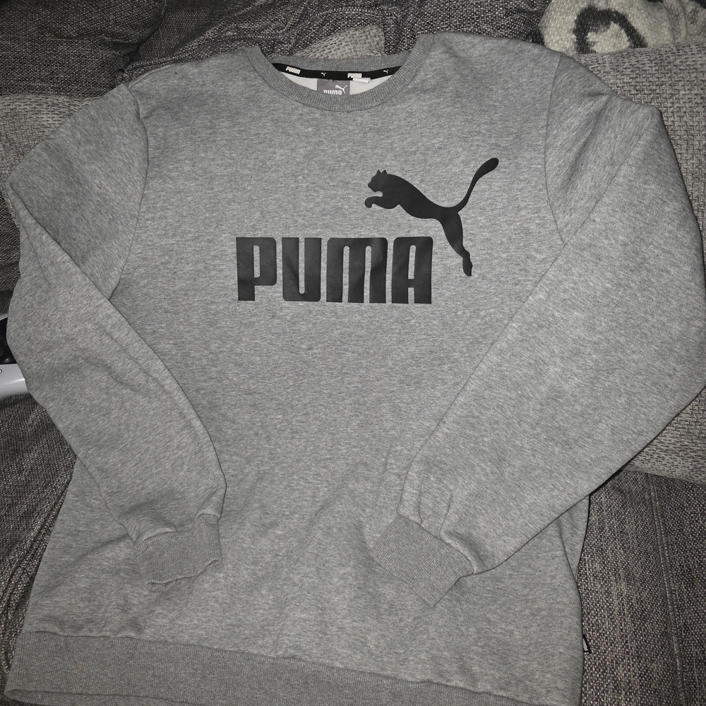 Puma Men's Gray Crewneck Sweatshirt with Black Logo